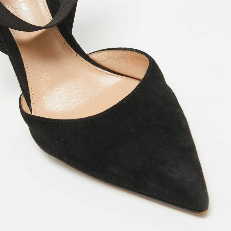 Pre Owned Gianvito Rossi Black Suede Continuity Elastic Pumps Size 38