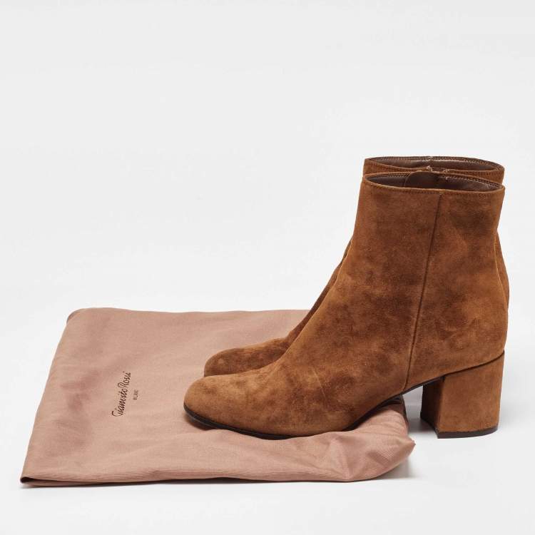 Pre Owned Gianvito Rossi Brown Suede Ankle Length Boots 38