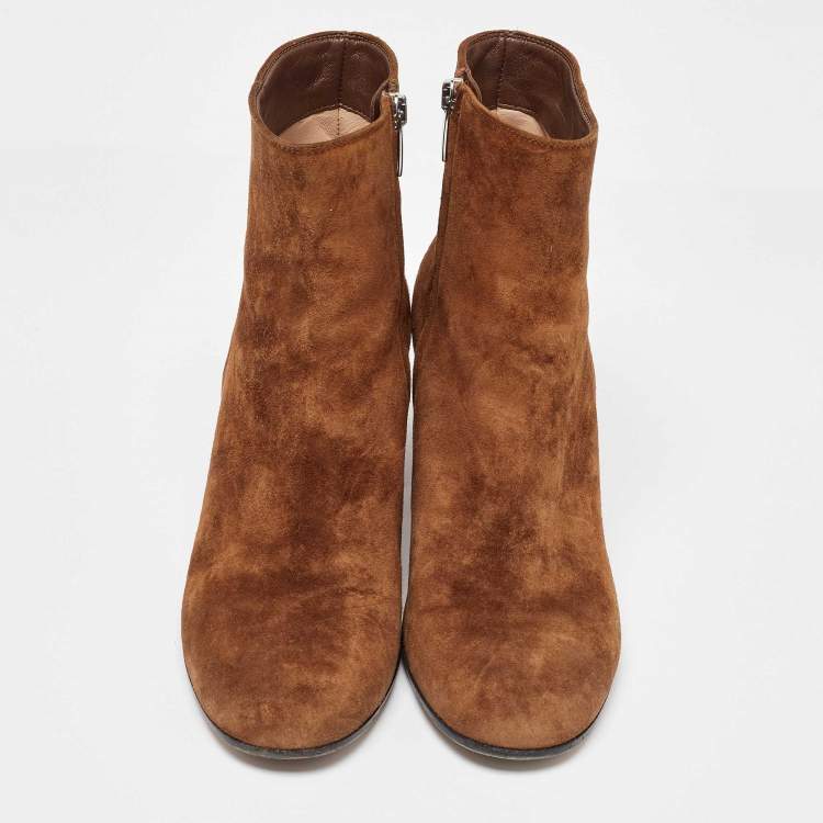 Pre Owned Gianvito Rossi Brown Suede Ankle Length Boots 38