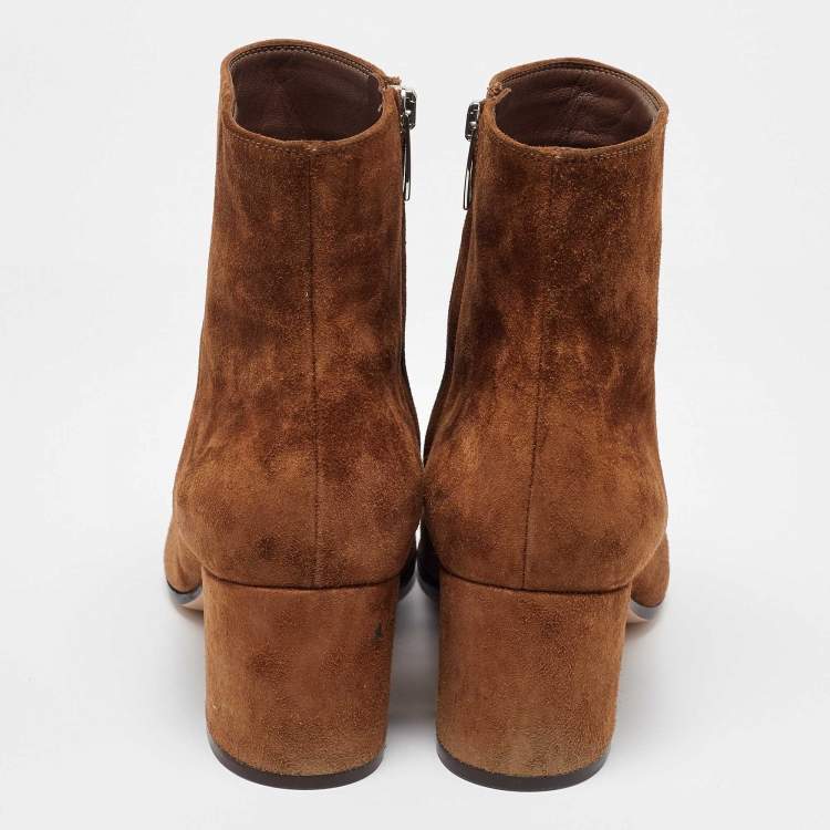 Pre Owned Gianvito Rossi Brown Suede Ankle Length Boots 38
