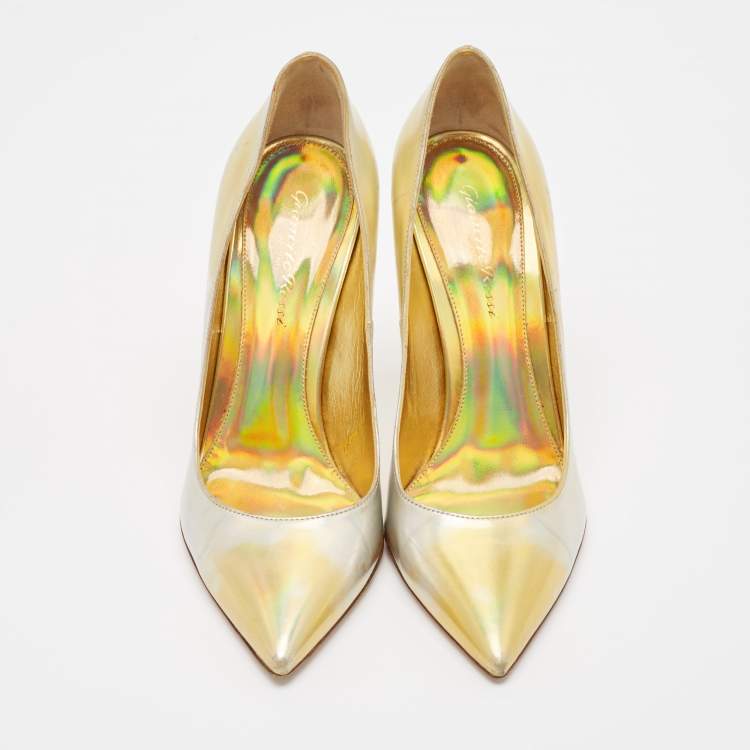 Pre Owned Gianvito Rossi Gold Iridescent Leather Gianvito Pumps Size 38