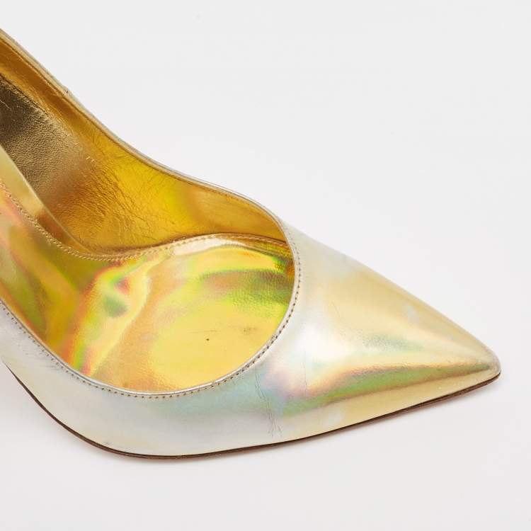 Pre Owned Gianvito Rossi Gold Iridescent Leather Gianvito Pumps Size 38