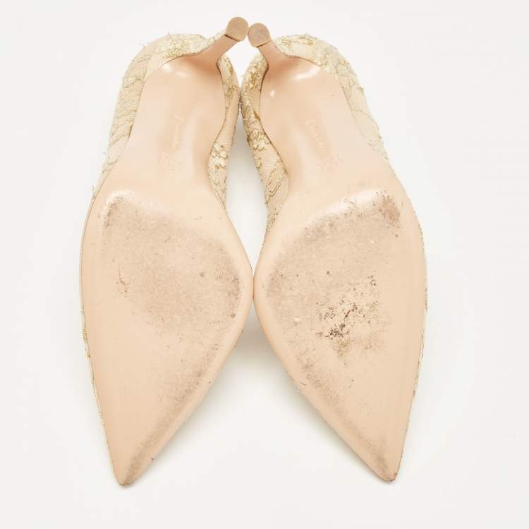 Pre Owned Gianvito Rossi Gold Lace  Gianvito Pumps Size 36
