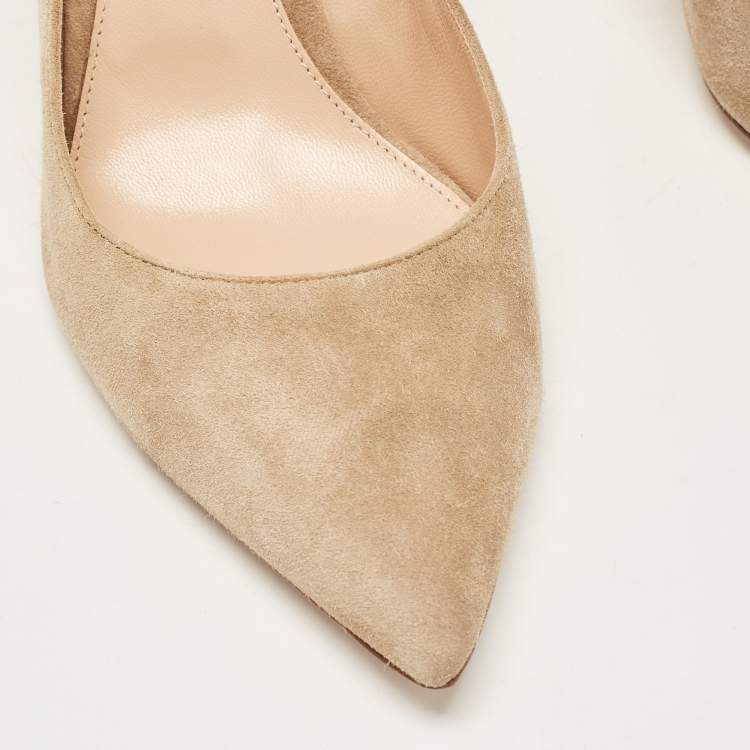 Pre Owned Gianvito Rossi Beige Suede Gianvito 105 Pumps Size 41