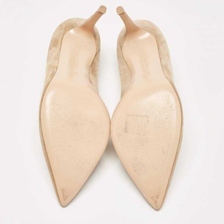 Pre Owned Gianvito Rossi Beige Suede Gianvito 105 Pumps Size 41