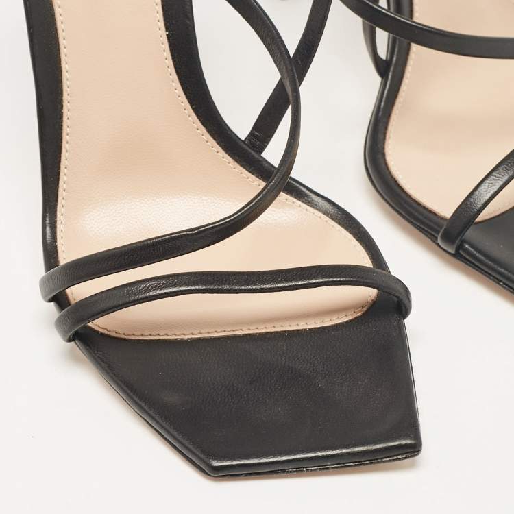 Pre Owned Gianvito Rossi Black Leather Ankle Strap Sandals Size 37