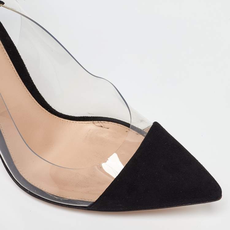 Pre Owned Gianvito Rossi Black PVC and Suede D'orsay Pumps Size 38