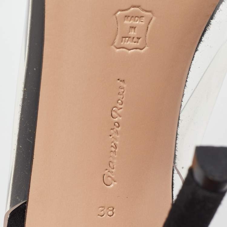 Pre Owned Gianvito Rossi Black PVC and Suede D'orsay Pumps Size 38