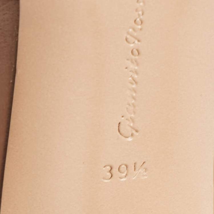 Pre Owned Gianvito Rossi Beige Leather and Mesh Alisia Slide Sandals Size 39.5