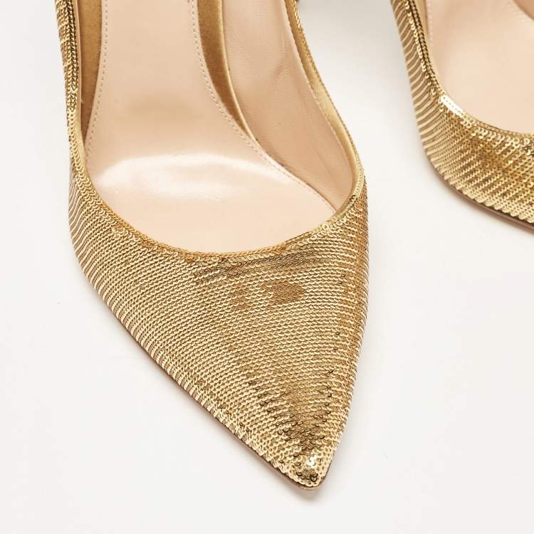 Pre Owned Gianvito Rossi Gold Sequins Gianvito Pumps Size 41