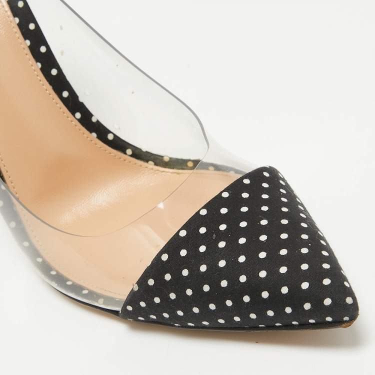 Pre Owned Gianvito Rossi Black/White Fabric and PVC  Plexi Pumps Size 38.5