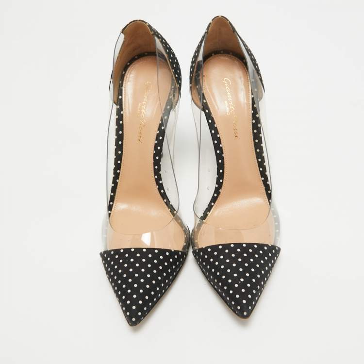 Pre Owned Gianvito Rossi Black/White Fabric and PVC  Plexi Pumps Size 38.5