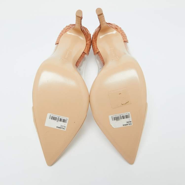 مملوكة مسبقًا Gianvito Rossi Beige PVC, Python and Suede Plexi Pumps Size 38.5