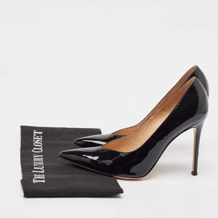 Pre Owned Gianvito Rossi Black Patent Leather Pointed Toe Pumps Size 38.5