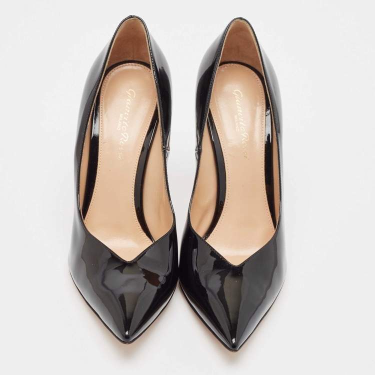 Pre Owned Gianvito Rossi Black Patent Leather Pointed Toe Pumps Size 38.5