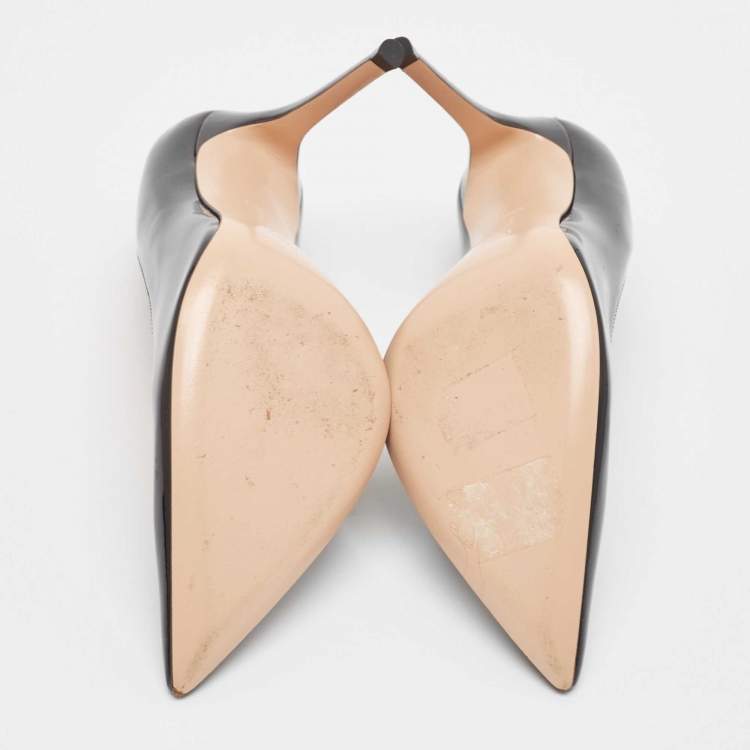 Pre Owned Gianvito Rossi Black Patent Leather Pointed Toe Pumps Size 38.5