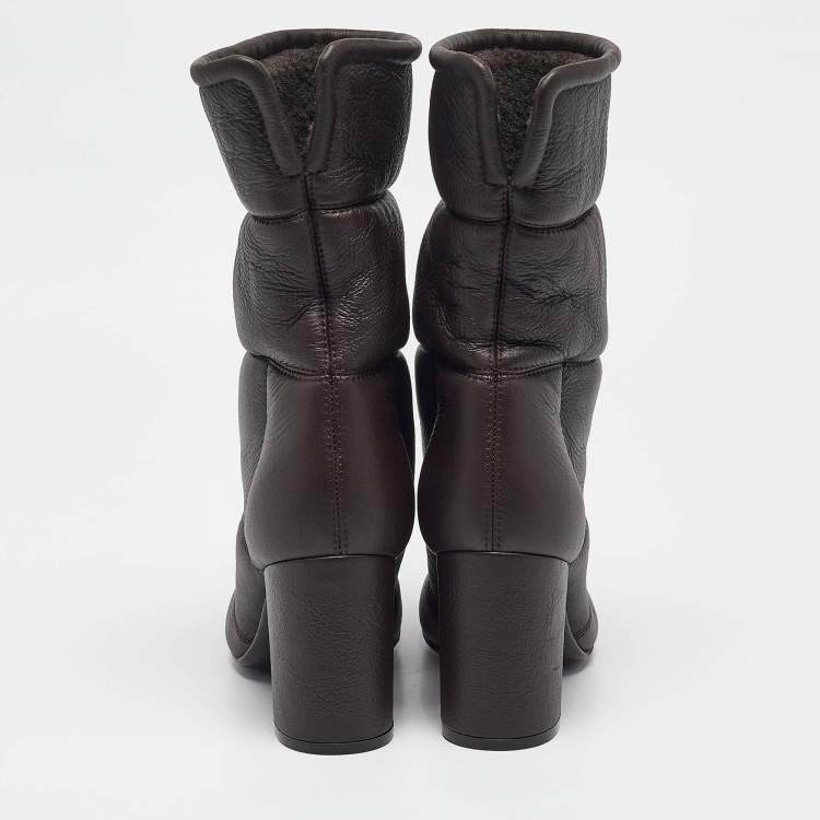 Pre Owned Gianvito Rossi Brown Leather Ankle Length Boots Size 37