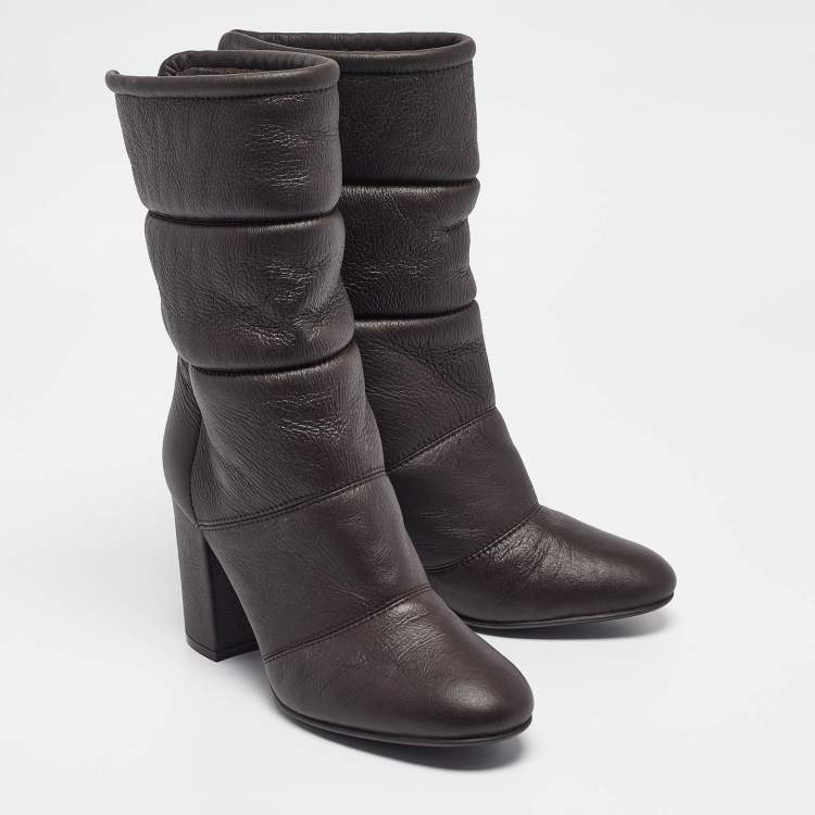 Pre Owned Gianvito Rossi Brown Leather Ankle Length Boots Size 37