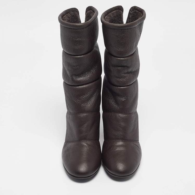 Pre Owned Gianvito Rossi Brown Leather Ankle Length Boots Size 37