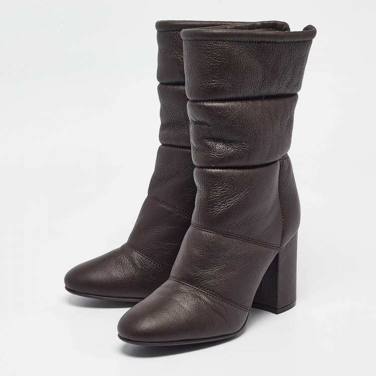 Pre Owned Gianvito Rossi Brown Leather Ankle Length Boots Size 37