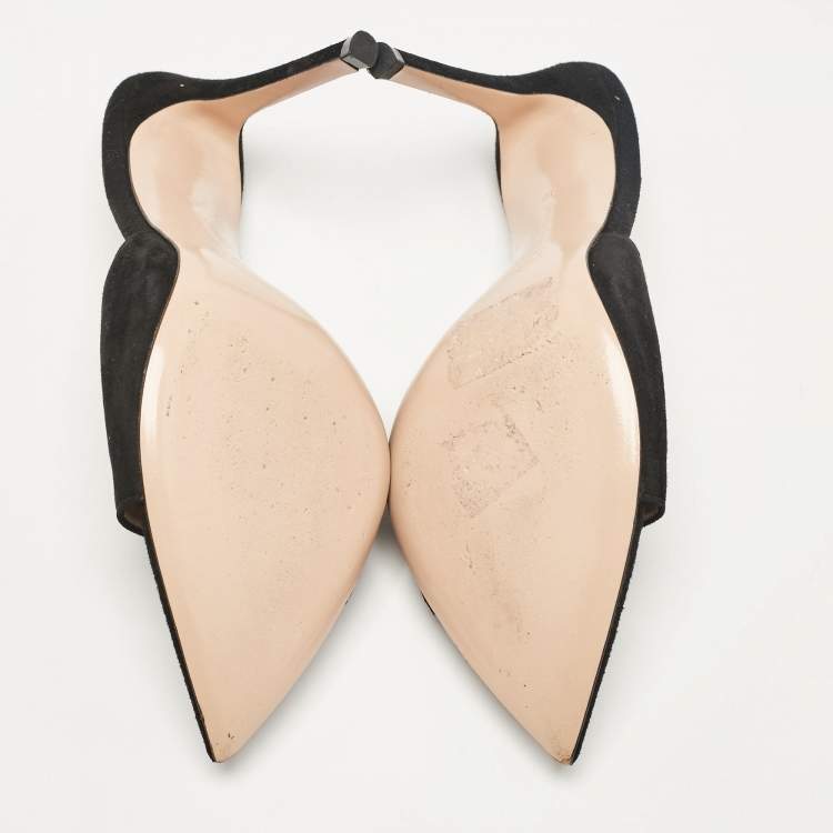 Pre Owned Gianvito Rossi Black Suede Elle Slide Sandals Size 38