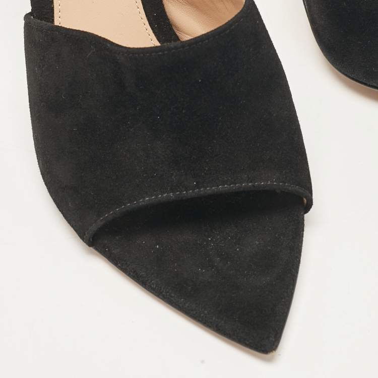 Pre Owned Gianvito Rossi Black Suede Elle Slide Sandals Size 38