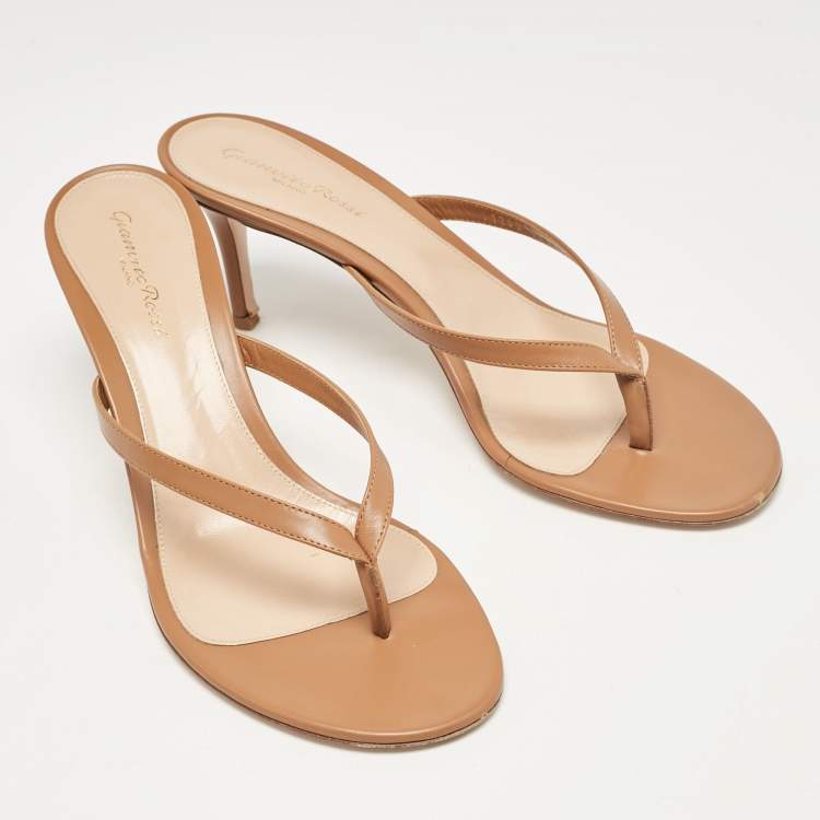 Pre Owned Gianvito Rossi Brown Leather Calypso Slide Sandals Size 41