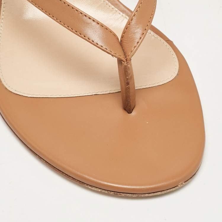 Pre Owned Gianvito Rossi Brown Leather Calypso Slide Sandals Size 41