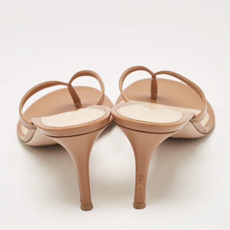 Pre Owned Gianvito Rossi Brown Leather Calypso Slide Sandals Size 41