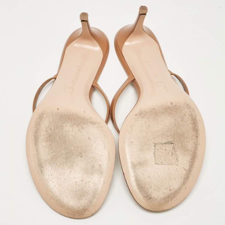 Pre Owned Gianvito Rossi Brown Leather Calypso Slide Sandals Size 41