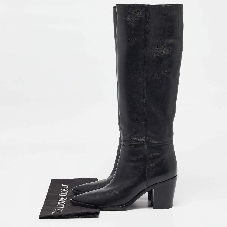 Pre Owned Gianvito Rossi Black Leather Knee Length Boots Size 39
