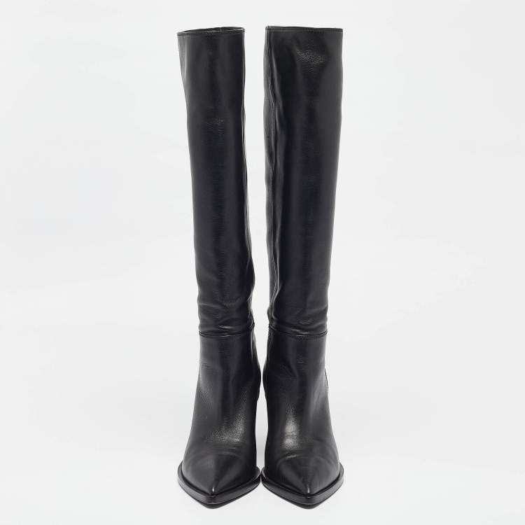 Pre Owned Gianvito Rossi Black Leather Knee Length Boots Size 39