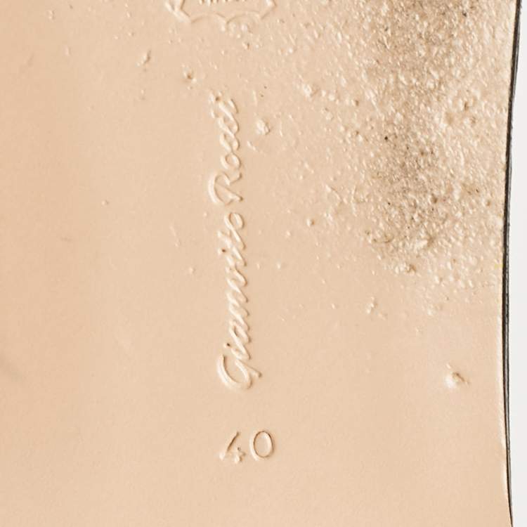 Pre Owned Gianvito Rossi Black Satin Ankle Tie Flat Sandals Size 40