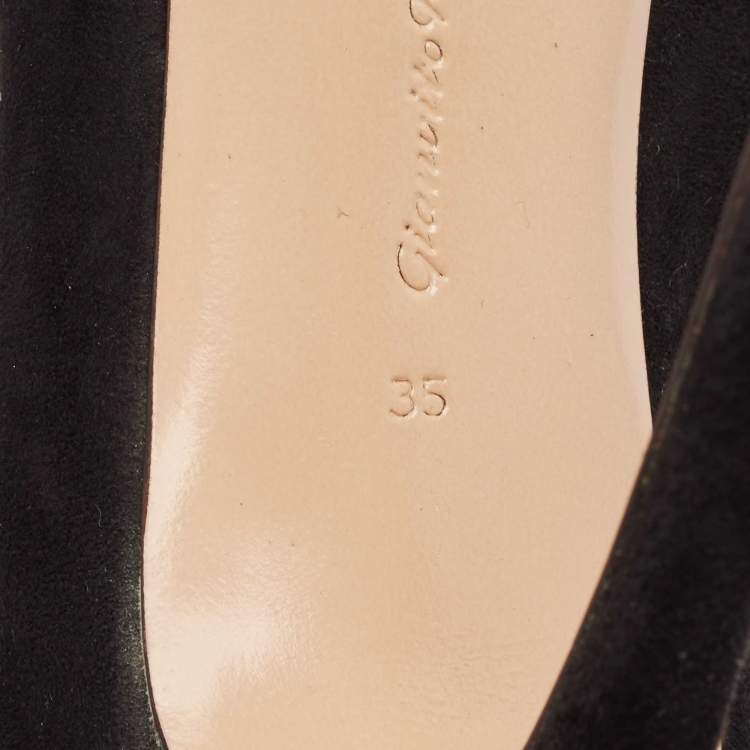 Pre Owned Gianvito Rossi Black Suede Vamp Booties Size 35