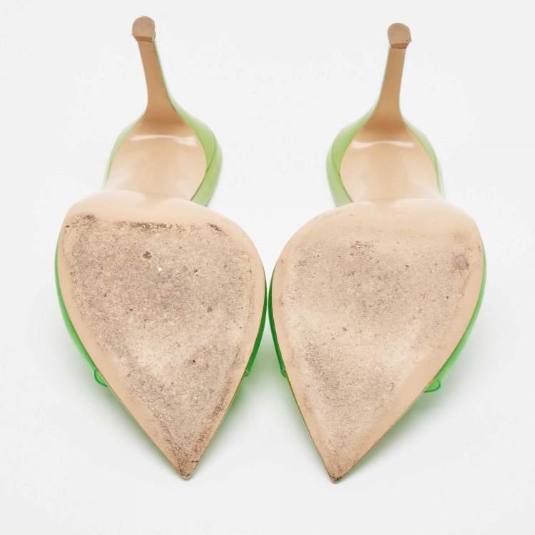 Pre Owned Gianvito Rossi Green PVC Elle Slide Sandals Size 37