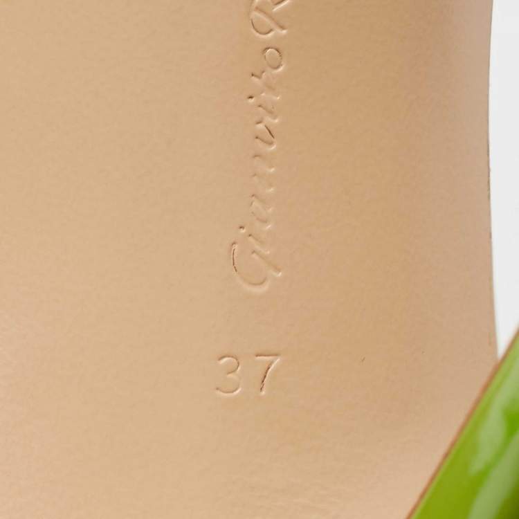 Pre Owned Gianvito Rossi Green PVC Elle Slide Sandals Size 37