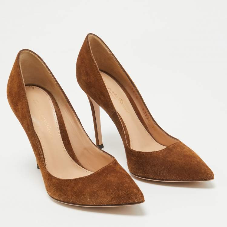 Pre Owned Gianvito Rossi Brown Suede Gianvito 105 Pumps Size 35