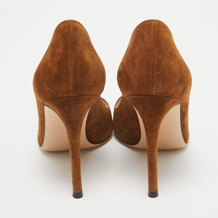 Pre Owned Gianvito Rossi Brown Suede Gianvito 105 Pumps Size 35