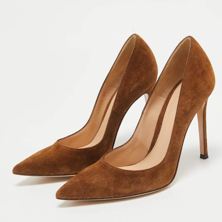 Pre Owned Gianvito Rossi Brown Suede Gianvito 105 Pumps Size 35