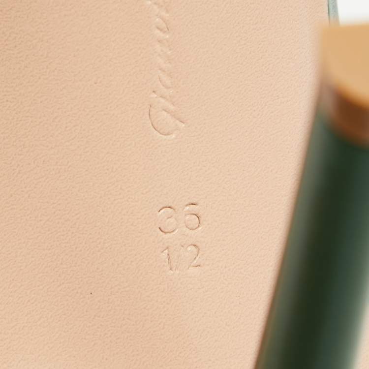 Pre Owned Gianvito Rossi Green Leather Ankle Cuff Sandals Size 36.5