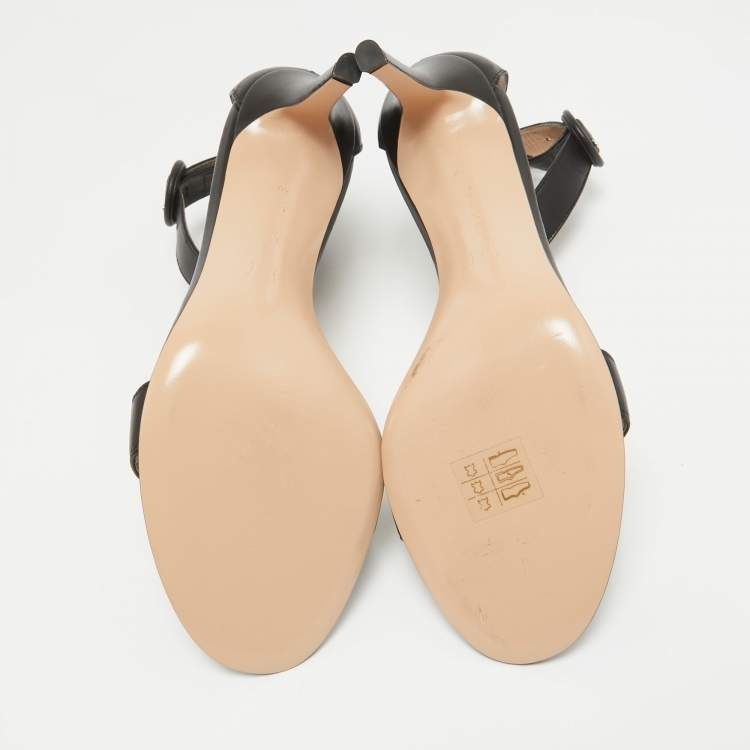 Pre Owned Gianvito Rossi Black Leather Portofino Ankle Strap Sandals Size 40