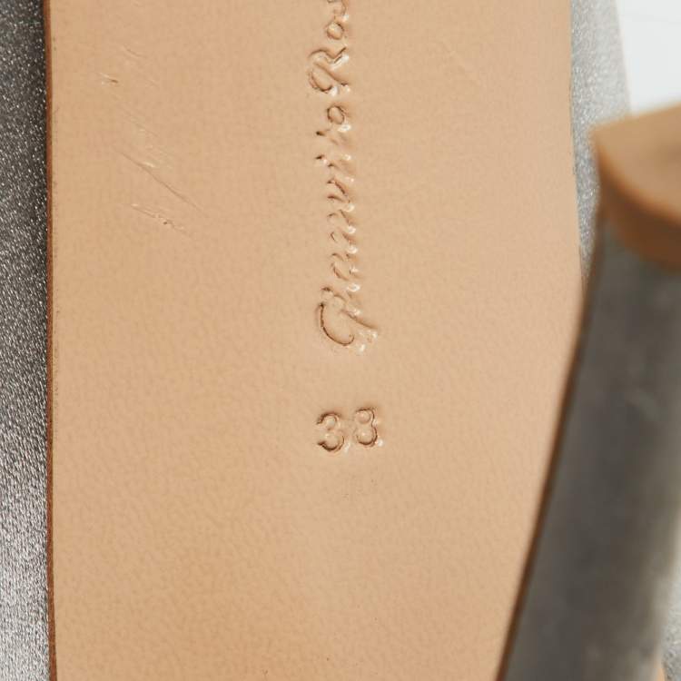 Pre Owned Gianvito Rossi Grey Satin Pointed Toe Pumps Size 38