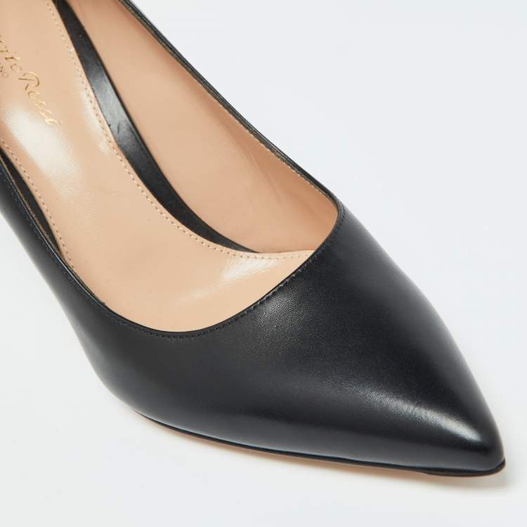 Pre Owned Gianvito Rossi Black Leather Pointed Toe Pumps Size 38