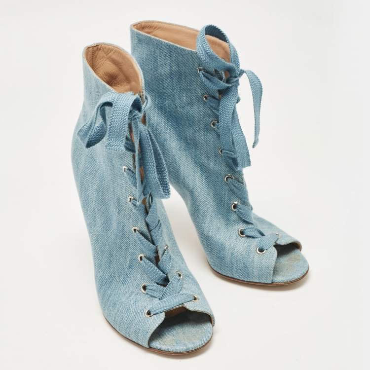 Pre Owned Gianvito Rossi Blue Denim Marie Ankle Boots Size 38