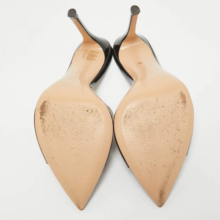 مملوكة مسبقًا Gianvito Rossi Black PVC Elle Slide Sandals Size 38.5