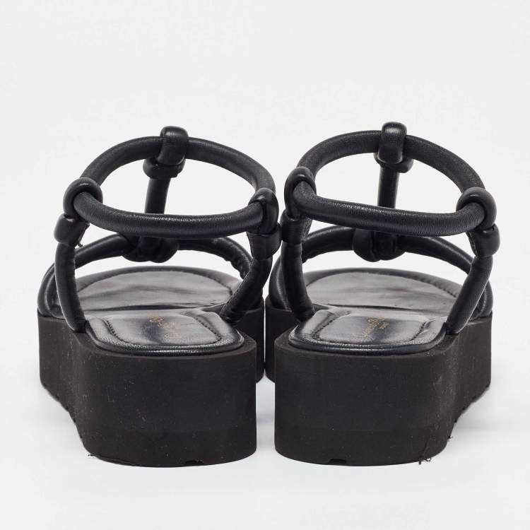 Pre Owned Gianvito Rossi Black Leather Marine Platform Sandals Size 38