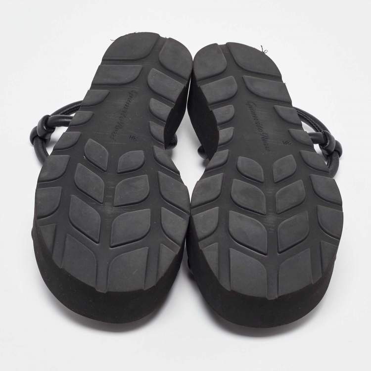 Pre Owned Gianvito Rossi Black Leather Marine Platform Sandals Size 38
