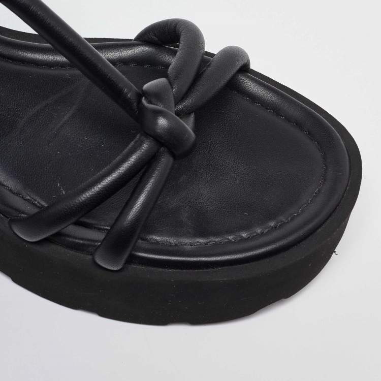 Pre Owned Gianvito Rossi Black Leather Marine Platform Sandals Size 38