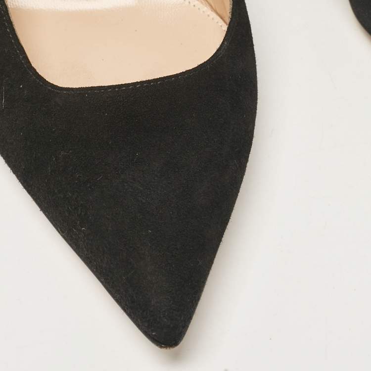 Pre Owned Gianvito Rossi Black Suede and PVC Slingback Pumps Size 37.5