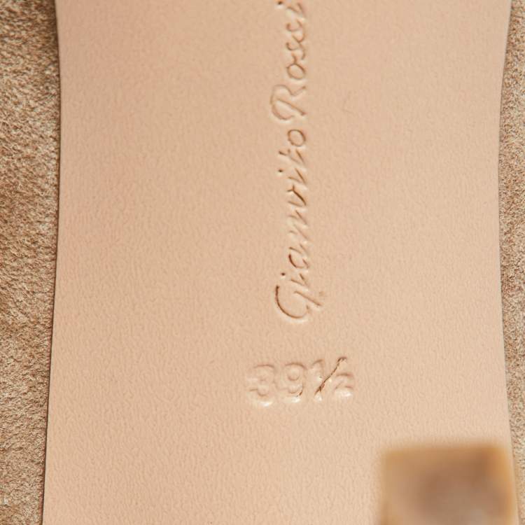 Pre Owned Gianvito Rossi Beige Suede Pointed Toe Over The Knee Boots Size 39.5